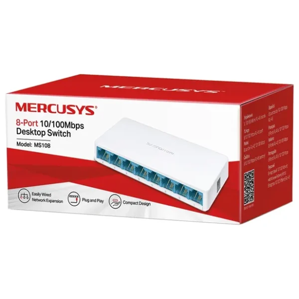 Switch Mercusys MS108 – 8 Puertos 10/100 Mbps